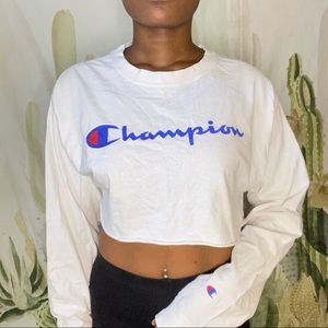 champion cropped white tee